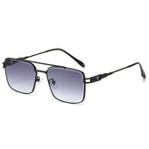 (6 PACK) Wholesale Sunglasses New Arrival Fashion Double Bridge Cut Edge Metal Men Women 2024 - BulkSunglassesWholesale.com - Black Frame Gradient Grey
